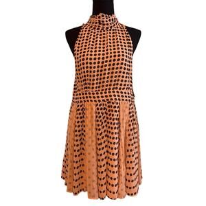 Mauve Anthropologie Small Sleeveless Back Bow Swing Mini Dress Polka Dot Pink